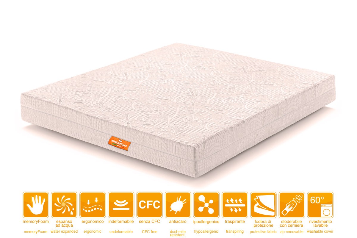 Materasso Memory modello BIO DREAM Matrimoniale Rivestimento Sfoderabile - Marcapiuma