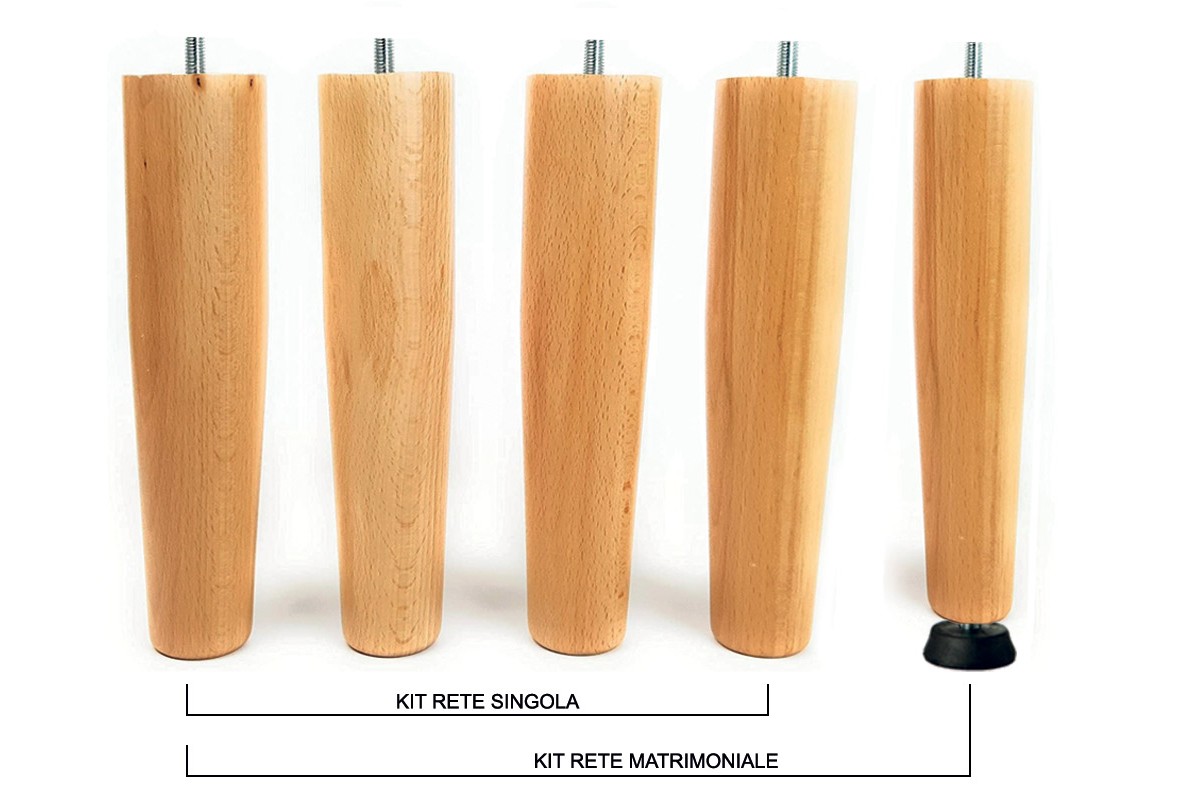 Kit piedi letto rete a doghe legno di faggio Nature Med - Marcapiuma