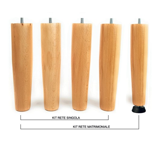 Kit piedi letto rete a doghe legno di faggio Nature Med - Marcapiuma