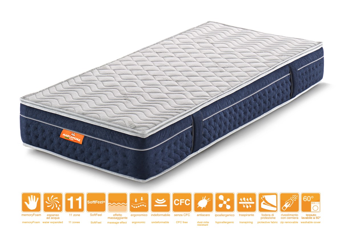 Materasso Memory modello Euphoria Singolo con rivestimento Thermic  - Marcapiuma