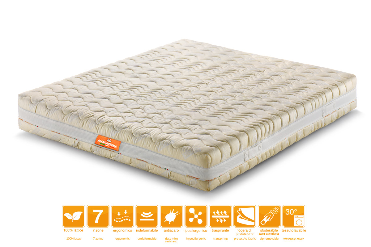 Materasso in Lattice con Topper Lattice naturale modello Active Rivestimento Cotone Nature - Marcapiuma