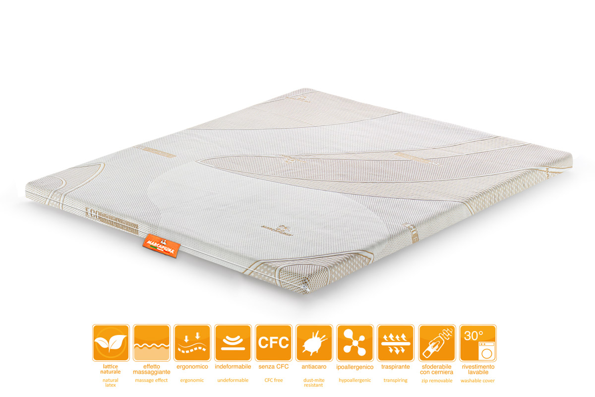 Topper aus 100 % Naturlatex Modell VENTUS mit ECO-FRIENDLY Bezug - Marcapiuma