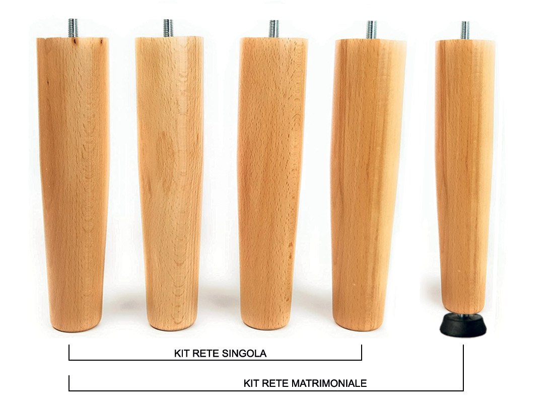 Kit piedi letto rete a doghe legno di faggio Nature Med - Marcapiuma